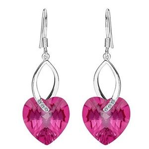 EleQueen 925 Sterling Silver CZ Love Heart Dangle